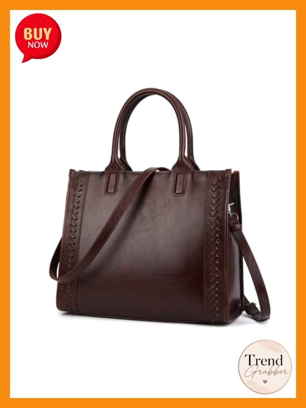 Genuine Leather Top Handle Tote Bag Crossbody Work Travel Purse